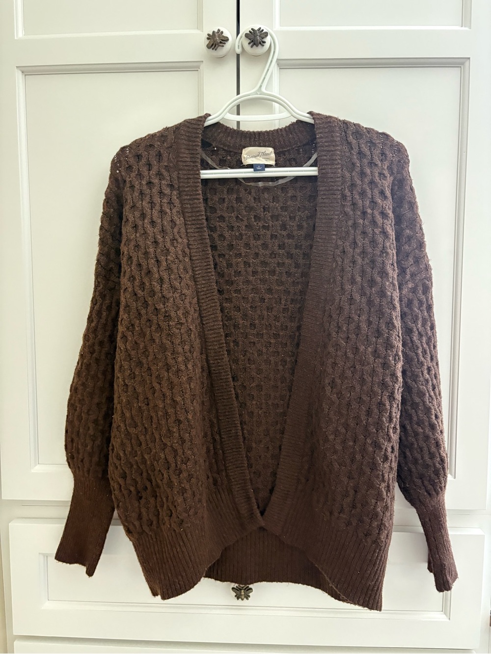 Universal Thread Brown Cable-Knit Open Cardigan